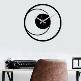 Wallity Circle 15 Reloj de Pared Decorativo de Metal Negro